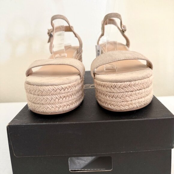 Banana Republic Platform Espadrille Sandals Size 8 Bone Faux Suede Resortwear - Picture 4 of 16